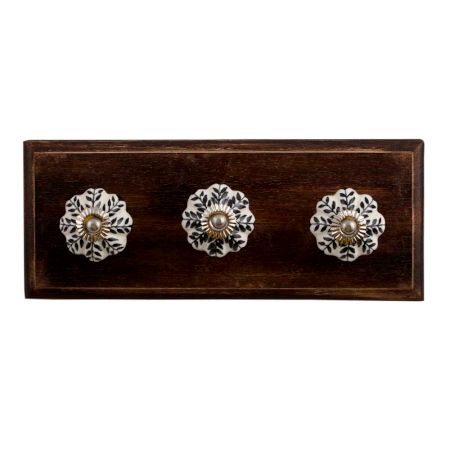 Black Leaf Melon Ceramic Wooden Hooks